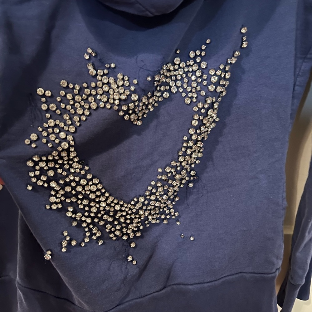 Juicy women’s jacket, blue with heart rhinestones, size small